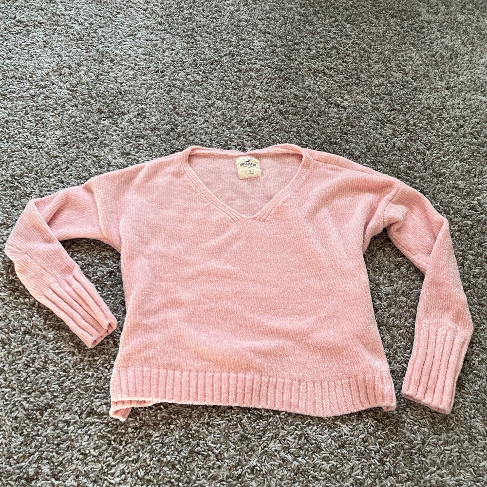 Hollister Pink V-Neck Chenille Sweater